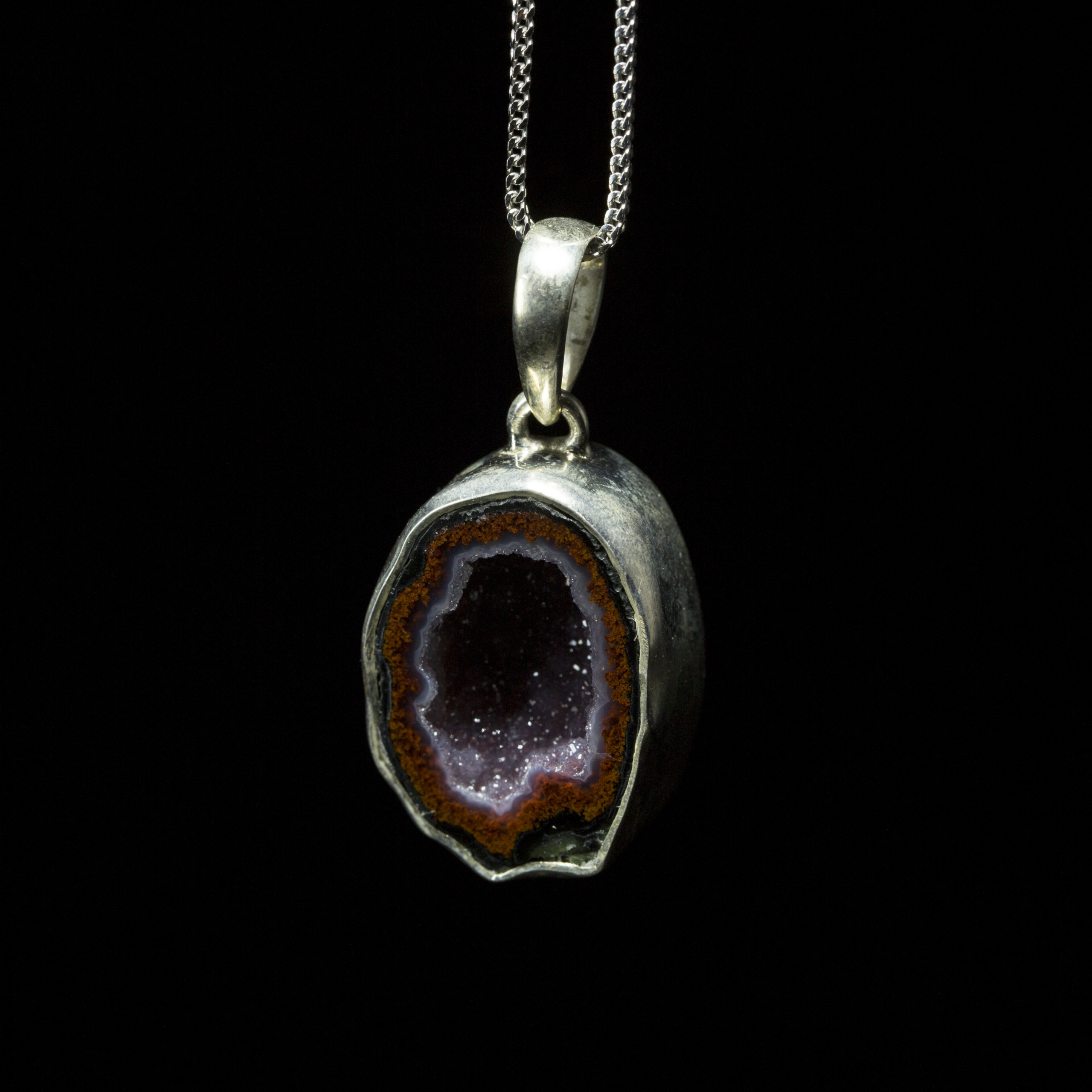 Rare Natural Geode Ocean Stone - Maroon - Pendant Only