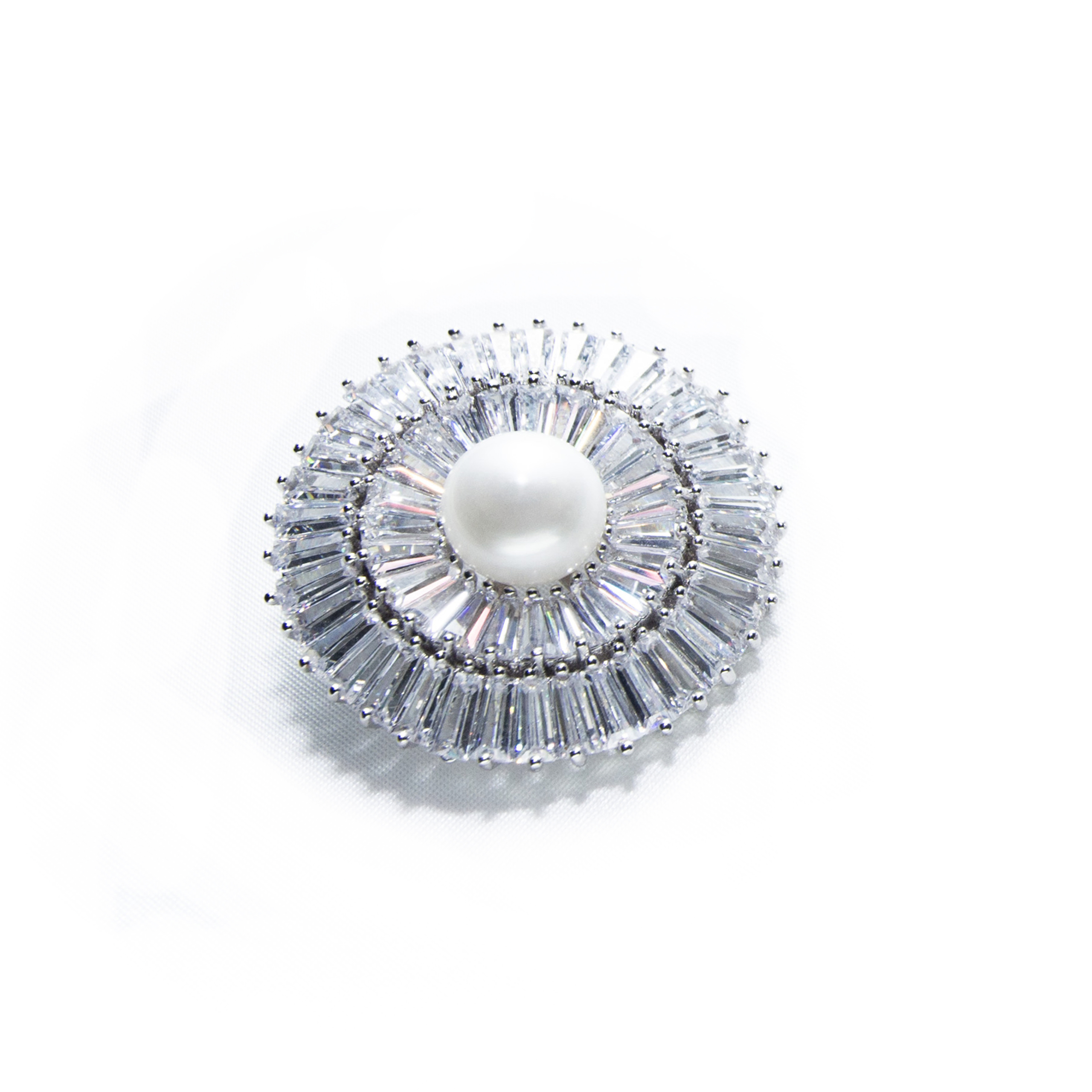 Single Pearl Bridal Silver Brooch Pin - White Fresh water Pearls