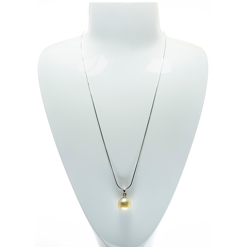 Golden South Sea Pearl Fine Silver Pendant with Silver Chain