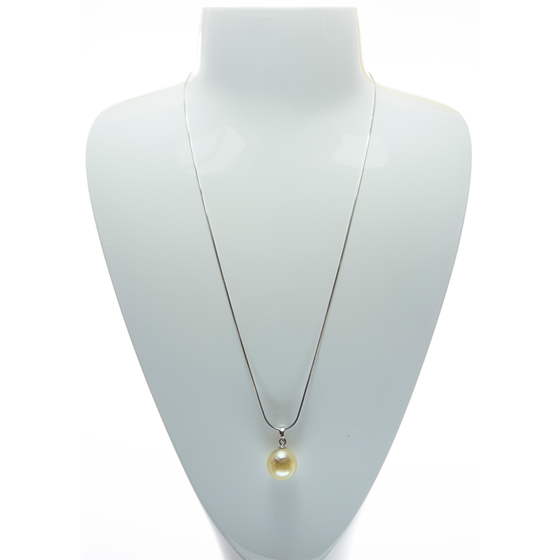 Golden South Sea Pearl Fine Silver Pendant with Silver Chain