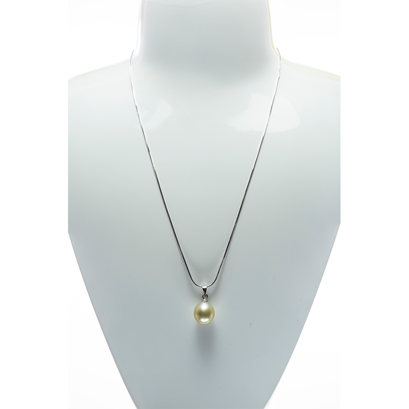 Champagne South Sea Pearl Silver Pendant with Silver Chain