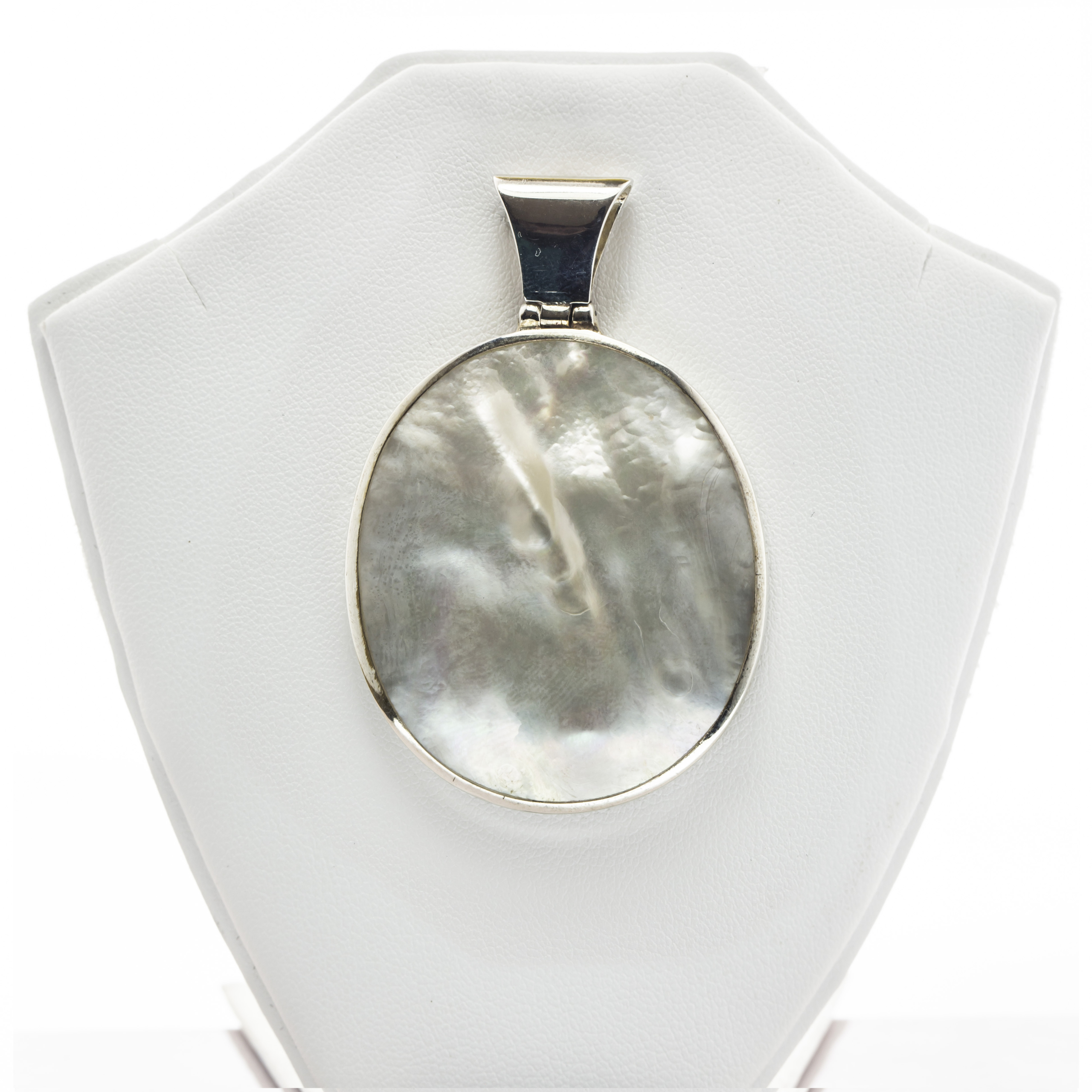 Oval shaped Mother of Pearl Fine Silver Pendant