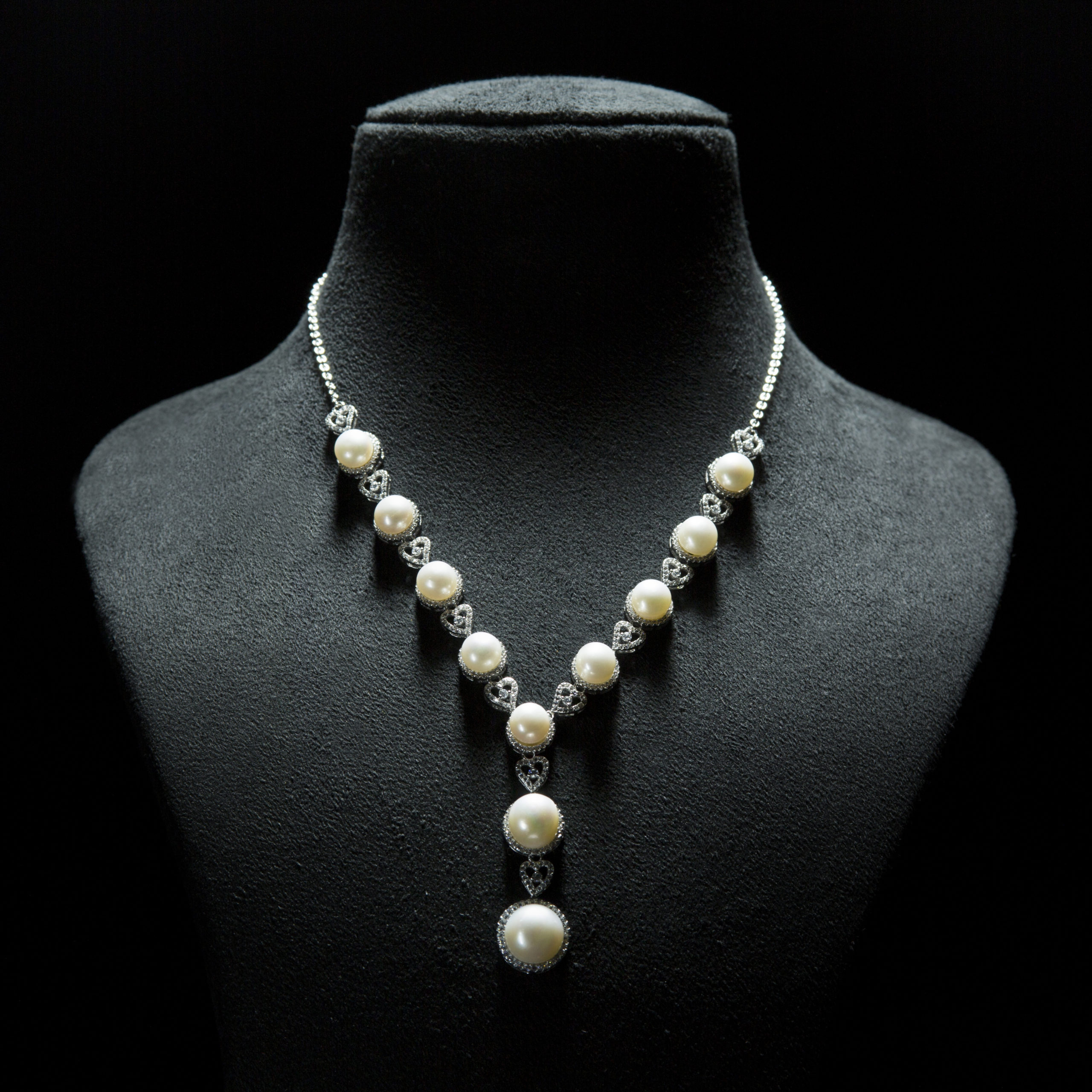 Heart Shape Silver Style - White Freshwater Pearl set